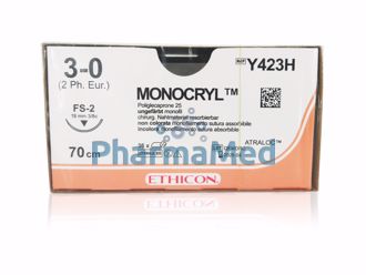 Image de MONOCRYL 3/0 Y423H FS-2  3/8 19mm 70cm - 36 fils
