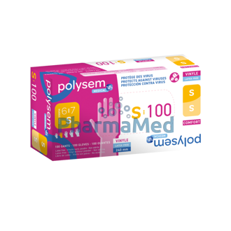 Image de Gants vinyl POLYSEM non poudrés - SMALL - 100pc