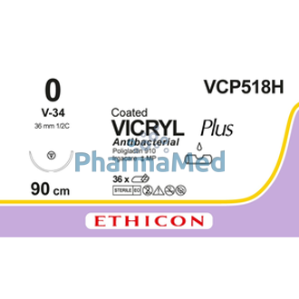 Image de VICRYL 0 V-34 coated VCP518H /36fils