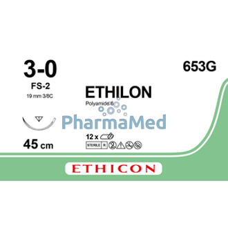 Image de ETHILON 3/0 45cm 653G FS-2 BLUE .....(12fils)