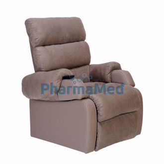 Image de COCOON1 - Fauteuil releveur simili taupe 2 moteurs L44-P45/55