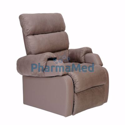 Image sur COCOON1 - Fauteuil releveur simili taupe 2 moteurs L44-P45/55