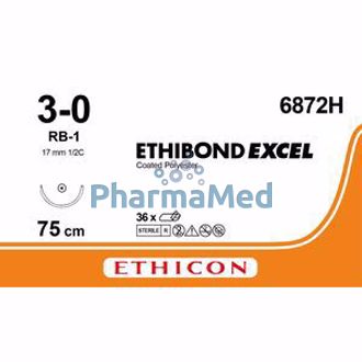 Image de ETHIBOND EXCEL 3/0 6872H RB-1 75cm ..(36fils)