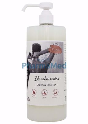 Image sur Gel douche corps et cheveux ' Blanche Ivoire' + pompe - 1L