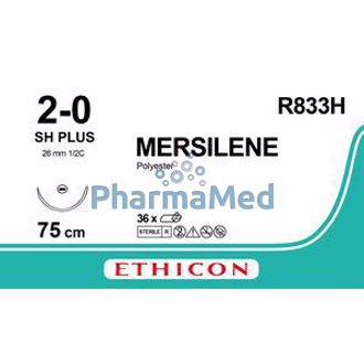 Image de MERSILENE R833H green 1xSH PLUS 2/0 75cm 36 fils