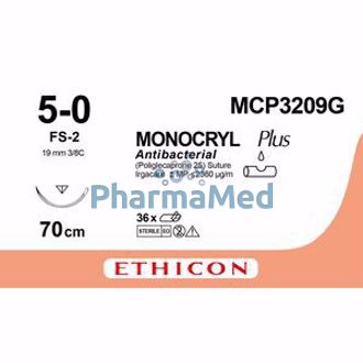 Image de MONOCRYL + MCP3209G USP5/0 FS-2 und 19mm 70cm - 12 fils