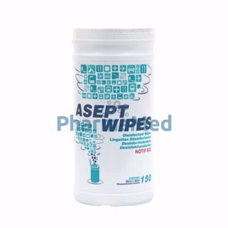 Image de Lingettes désinfectantes ASEPT WIPES wit 20x20cm - 150pc