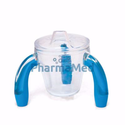 Image sur Tasse tripode anses bleues + couvercle
