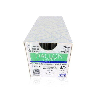 DACLON 5/0 19mm 75cm Zwart - 12draden