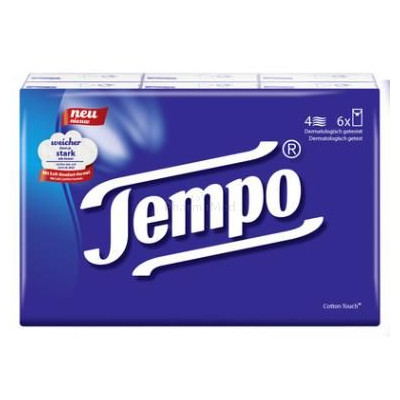 Mouchoirs en papier 4 plis TEMPO  ...(6x10pc)