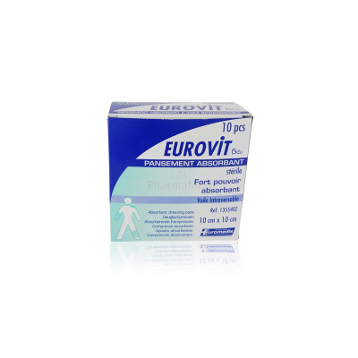 Compresses absorbantes plastifiées stériles - EUROVIT - 10pc