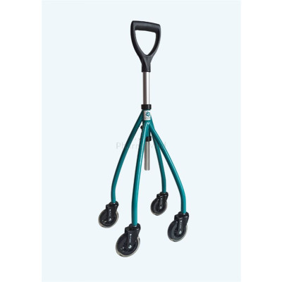 WHEELEO Canne quadripode à roulette Vert