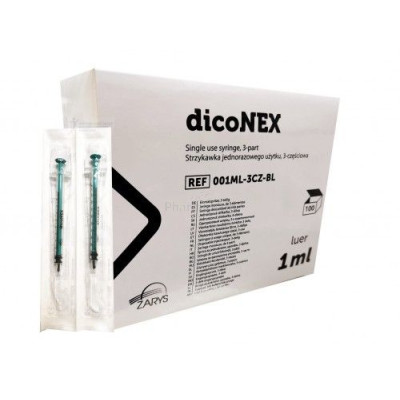Seringues ZARYS dicoNEX 1ml sans latex /100pc