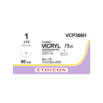 VICRYL PLUS+ VCP366H USP1 CTX 48mm 90cm - 36 fils