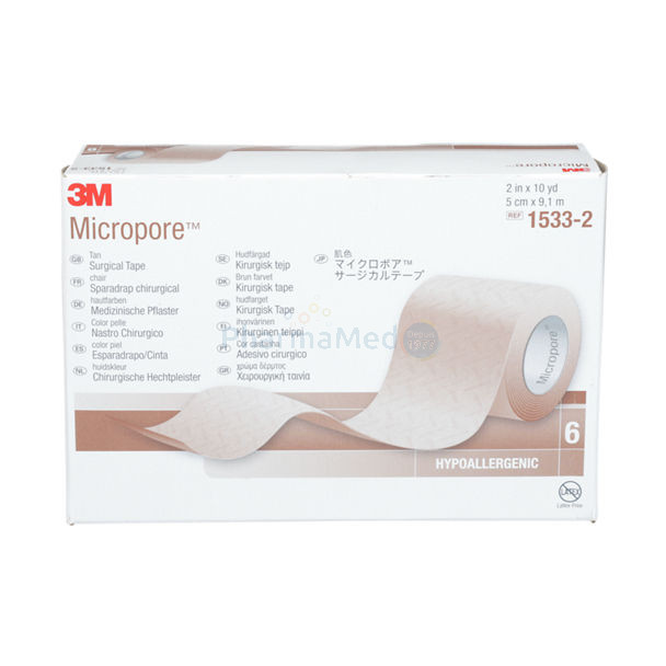 MICROPORE huidkleurig - 9,14 m×5cm - 6rls