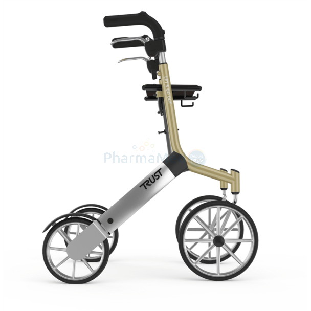 Rollator LET'S GO OUT wielen opvouwbaar + beige tas