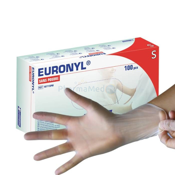 EURONYL Vinyl handschoenen poedervrij S - 100st