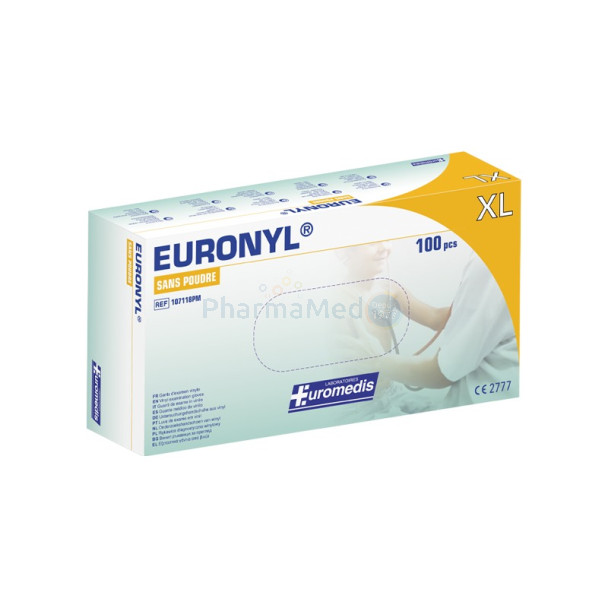EURONYL Vinyl handschoenen poedervrij XL - 100st