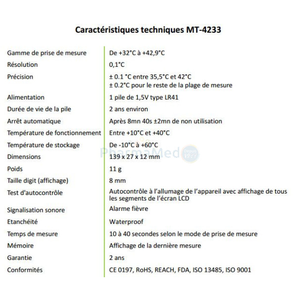 Thermomètre digital avec embout rigide - 1pc