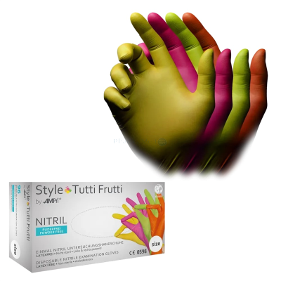 Gants nitriles multicolore Tutti-Frutti - 96pcs - Médium