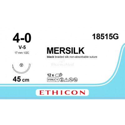 MERSILK 4/0 18515G V-5 45cm - 12draden