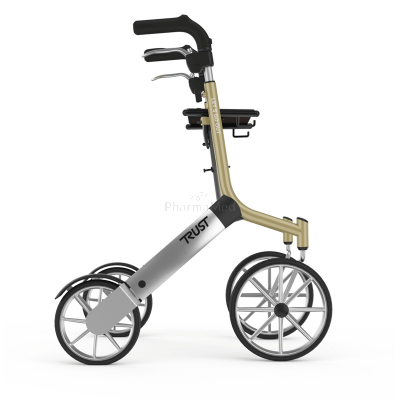 Rollator LET'S GO OUT wielen opvouwbaar + beige tas