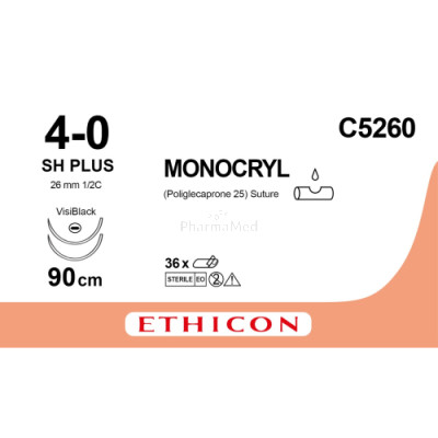 MONOCRYL 4/0 C5260 SH Plus 90cm - 36fils
