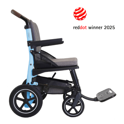 Fauteuil roulant pliant KMINA PRO bleu - petites roues