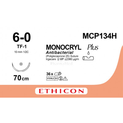 MONOCRYL 6/0 Plus MCP134H TF-1 70cm - 36fils