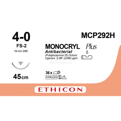 MONOCRYL 4/0 Plus MCP292H FS-2 45cm - 36fils