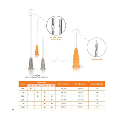 Nano cannule d'injection JBP 25G x 50mm - 24pc