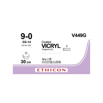 VICRYL 9/0 V449G 30cm 2xGS-14 Violet - 12fils