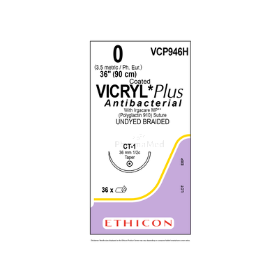 VICRYL PLUS 0 VCP946H CT-1 36mm 90cm - 36 draden