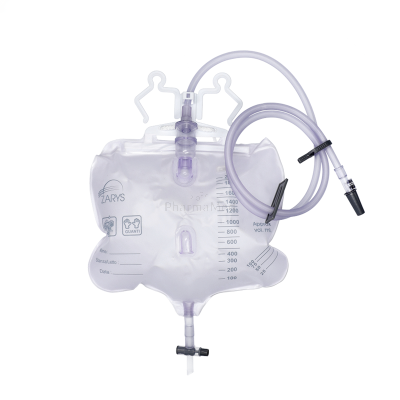 Sac à urine 2000ml avec port d'échantillon + drain 120cm - 50pcs