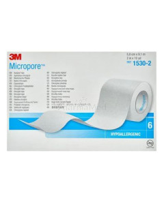 MICROPORE sparadraps microporeux - 9,14mx5cm - 6 rouleaux
