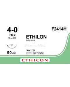 ETHILON 4/0 F2414H 3/8 19mm 90cm Noir - 36fils