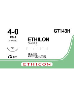 ETHILON 4/0 G7143H USP FS-2 75cm Vert - 36fils