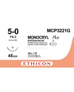 MONOCRYL+ 5/0 MCP3221G FS3 45cm 3/8 19mm- 12fils