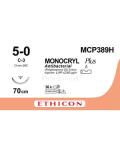 MONOCRYL PLUS 5/0 MCP389H C-3 13mm 70cm - 36 fils