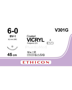 VICRYL 6/0 Coated V301G BV-1 45cm - 12draden