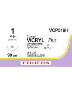 VICRYL PLUS 1 VCP519H V-34 90cm - 36draden