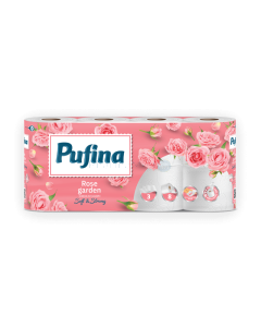 Papier toilette Pufina 3 plis parfum rose - 7 x 8 rlx