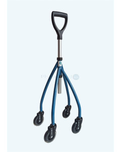 WHEELEO Canne quadripode à roulette Bleu