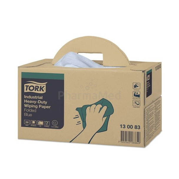 Papier d'essuyage ultra-résistant W7 3plis bleu 32x38cm - 200 feuilles