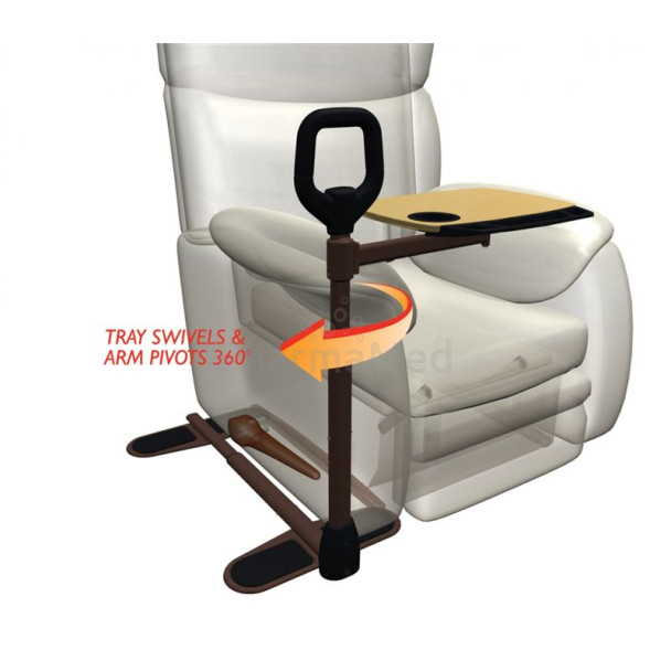 Table de fauteuil avec poignée de transfert