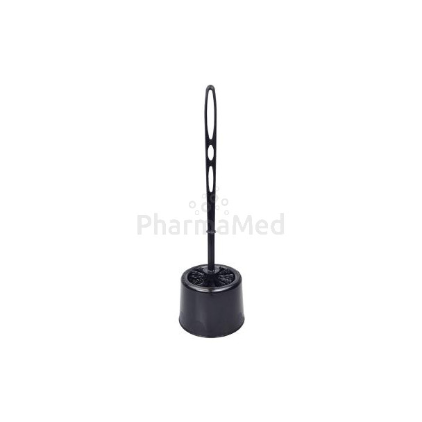 Brosse toilette avec support noir - 1pc