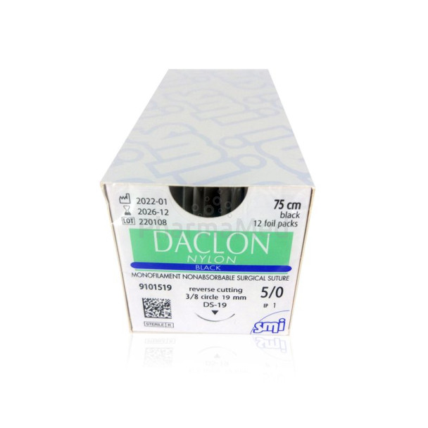 DACLON 5/0 19mm 75cm Zwart - 12draden