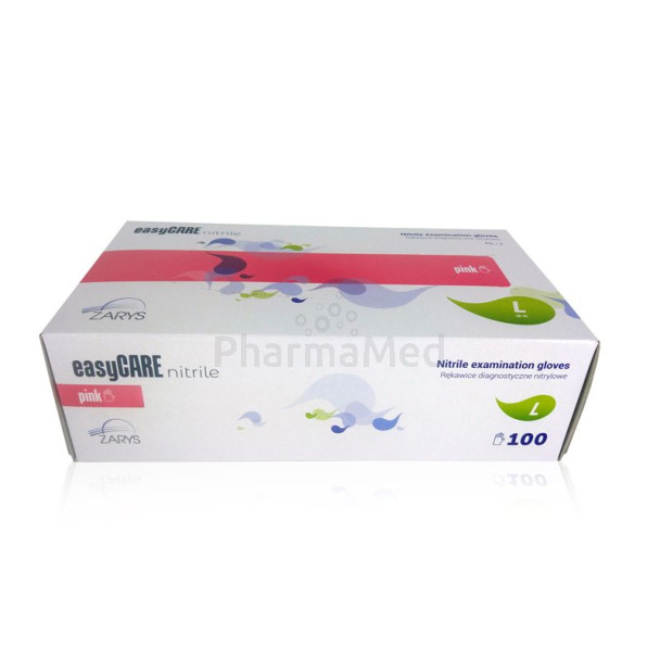 Gant nitrile EASYCARE rose - non poudrés - Taille L - 100pc