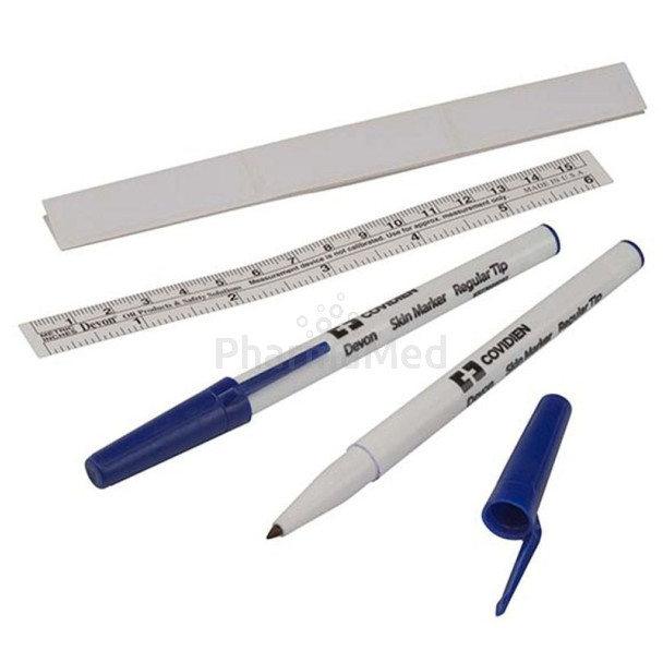 DEVON marqueur chirurgical 151-R fin+ règle avec capuchon