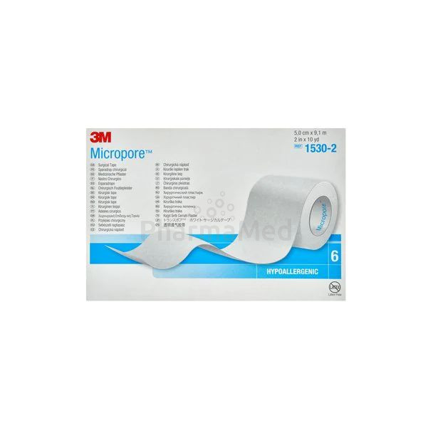 MICROPORE sparadraps microporeux - 9,14mx5cm - 6 rouleaux